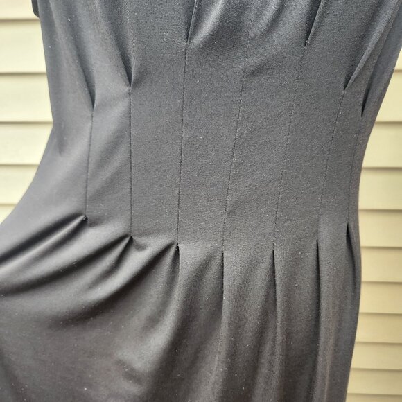 Tiana B Black Sleeveless Dress V-Neck Pleats Solid Stretch - Picture 6 of 16